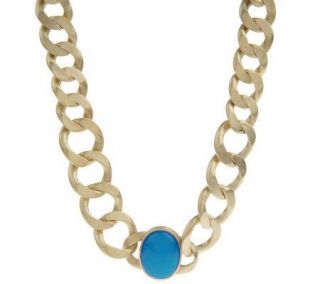 Rivka Friedman Bold Curb Link Gemstone Necklace —