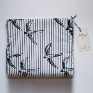 cosmetics and travel bag with swallows print by amber elise prints