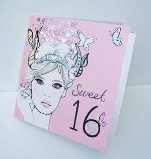 'sweet sixteen' 16th birthday card by fay's studio