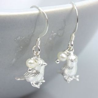 handmade silver songbird earrings by lisa angel