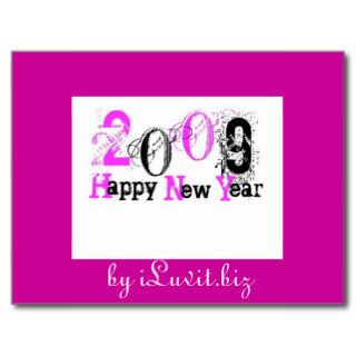 2009 _ HAPPY NEW YEAR  HOT PINK, Customized Post Card