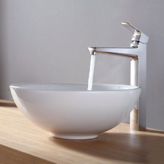 Kraus Virtus Round Ceramic Bathroom Sink with Faucet   C KCV 141 15500
