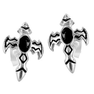 Stainless Steel Onyx Cross Earrings West Coast Jewelry Men's Earrings