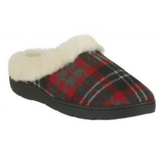 Clarks Plaid Clog Slippers with Faux Fur Lining —