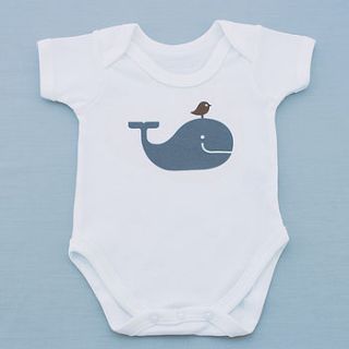 organic whale print babygrow by molly & monty