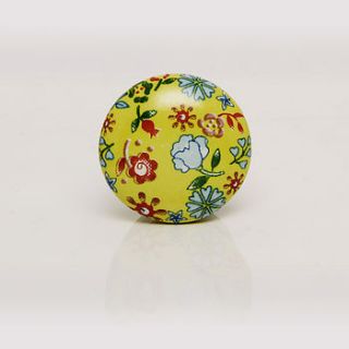 retro yellow floral ceramic field knob by trinca ferro