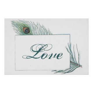 Retro Vintage Peacock Feather Love Quote Print