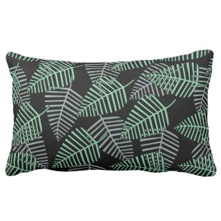 Teal Green Tropical Leaves Pattern. Throw Pillows