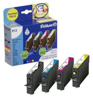 Pelikan Tintenpatronen Bundle BK/C/M/Y, 4 x 9ml, fr Epson Stylus D78, D92 / DX4000, DX4050, DX4400, DX5000, DX5050, DX6000, DX6050, DX7000F Bürobedarf & Schreibwaren