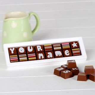 personalised chocolates in small box by chocolate by cocoapod chocolate