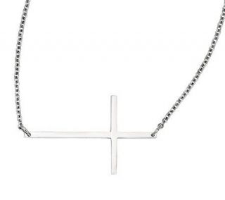 Steel by Design 24 Polished Horizontal Cross Necklace —