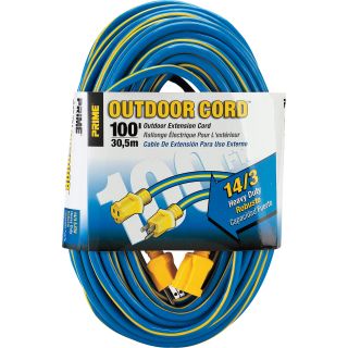 Prime Wire & Cable 125 Volt Outdoor Extension Cord — 100 Ft. 14/3, Model# KC506735  Extension Cords