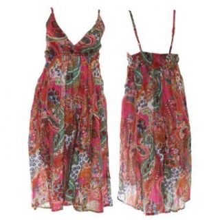 Damen/Frauen Sommerkleid mit Paisely Muster (Medium   EU 38 40) (Pink) Bekleidung