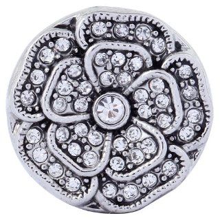 Morella Damen Click Button Druckknopf Blume mit weien Zirkoniasteinen Schmuck