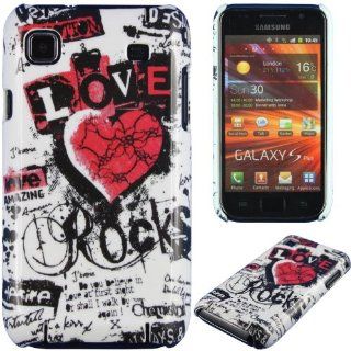 HandyFrog Design Hardcase f. Samsung i9001 Galaxy S Plus   wei schwarz rot Herz Heart Liebe Love Rocks   Handyschale Plastikschale Case Cover Hlle Handy Schutzhlle Elektronik