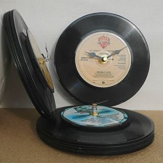 upcycled deep vinyl record clock by vinyl village