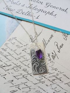 silver and amethyst swirls pendant by joey rose