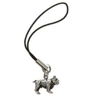 Stainless Steel 3 D Bulldog Dangling Cell Phone Charm Silver Charms