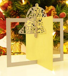 laser cut bell christmas card by intricate home