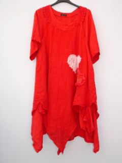 Sarah Santos Leinen Kleid 2teilig rot Gr. XXL Bekleidung