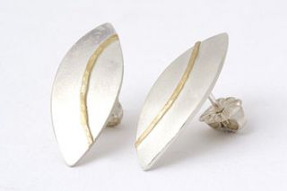 silver olive studs with 18ct gold detail by tlk