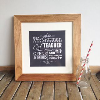 'a teacher' personalised typographic print by jg artwork