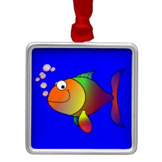 Happy Rainbow Fish Christmas Ornament