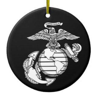 USMC Eagle, Globe and Anchor with Black Background Christmas Tree Ornament