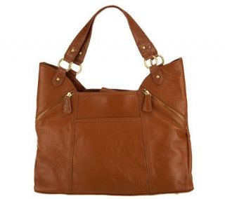 Wendy Williams Pebble Leather with Croco Trim Shopper Bag —