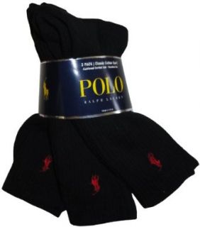 Polo Ralph Lauren Classic Cotton/Spandex Cushioned Foot Crew 3 Pack (821032) one size/Black Sports & Outdoors