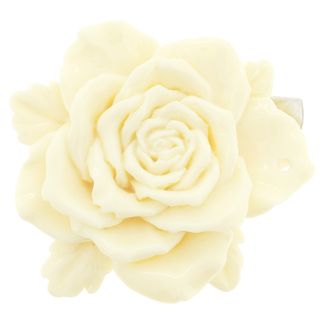 Silvertone White 3D Camellia Flower Brooch Brooches & Pins