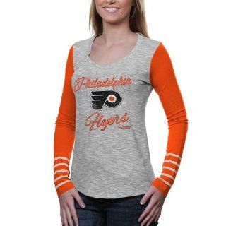 '47 Brand Philadelphia Flyers Women's Dugout Slim Fit Long Sleeve T Shirt   Ash/Orange  Sports & Outdoors