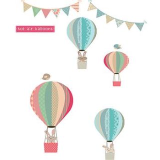 bunny and balloons fabric wall stickers by littleprints