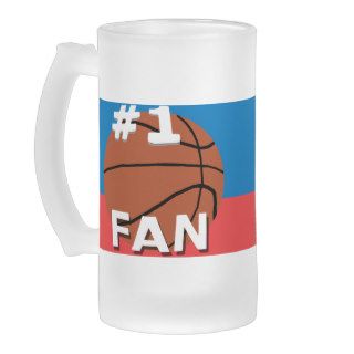 Number One Basketball Fan Frosted Mug Blue and Red