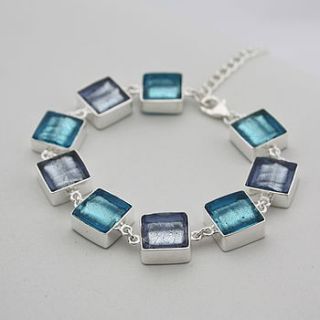 silver bracelet with murano glass squares by claudette worters