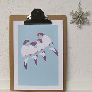 scandinavian style 'four calling birds' print by rolfe&wills