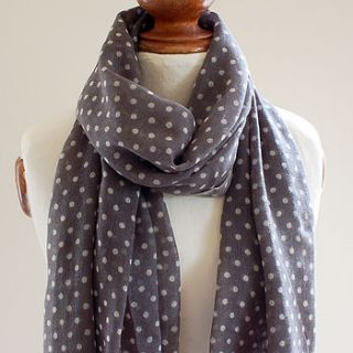 dotty grey pure wool scarf by highland angel