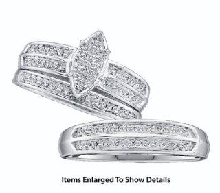 Stunning Micro Pave Set Diamond Trio Set for Him and Her " Size 7 for Her and Size 10 for Him " Jewelry