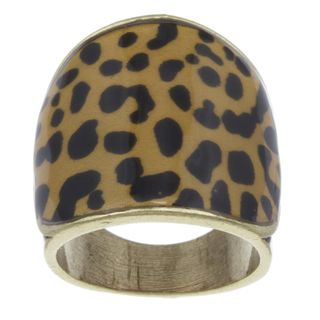 City Style Goldtone Leopard Pattern Epoxy Ring City Glam Fashion Rings