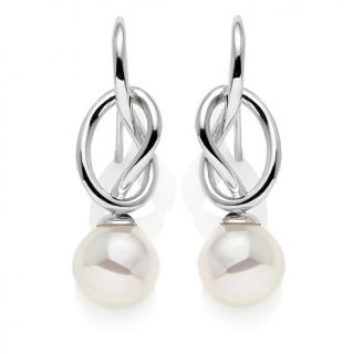 Majorica 10mm White Manmade Organic Pearl Sterling Silver "Knot" Earrings