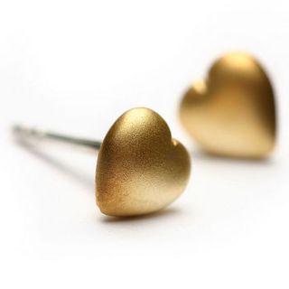 gold silk heart earrings by element jewellery