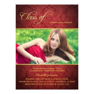 Elegant Red Damask Class of 2013 Graduation Announcements