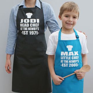 personalised 'mummy and me' apron set by sparks clothing