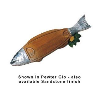 Bon Chef 9004S IVO 36 in Wood Body Salmon Dish, Aluminum/Ivory, Each Kitchen & Dining