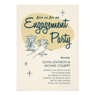 Retro Engagement Party Invitations