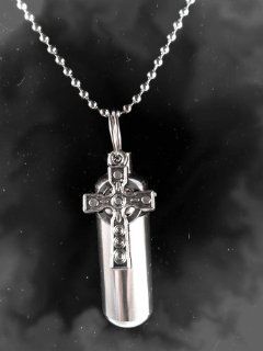 PAIR of Universal Cross CREMATION URN NECKLACES   20" & 24" Ball Chains w/Pouches (his & hers set)  