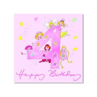 happy 4th birthday girl greetings card by sophie allport