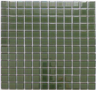 12"x12" Full Size Sheet Dark Green Mosaic Tile for Bathroom, Kitchen Backsplash   Glass Tiles