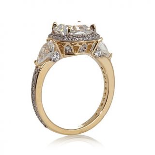 Jean Dousset 3.94ct Absolute™ Asscher with Pear Sides 3 Stone Frame Ring