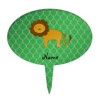 Personalized name lion green dragon scales cake toppers